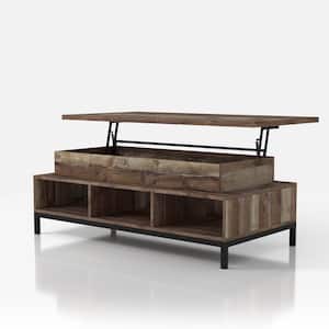 Kemby 47 in. Reclaimed Barnwood Rectangle Particle Board Coffee Table with Lift Top