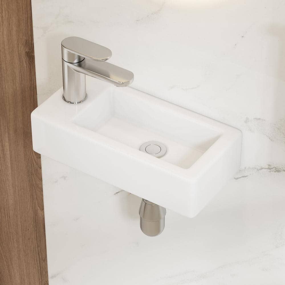Eridanus Turner 14 in. x 7 in. Crisp White Vitreous China