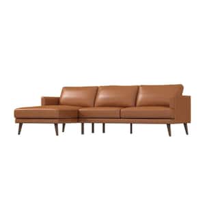 Lorenzo 105 in. W Square Arm 2-Piece L-Shaped Modern Left Facing Genuine Leather Corner Sectional Sofa in Tan (Seats-4)