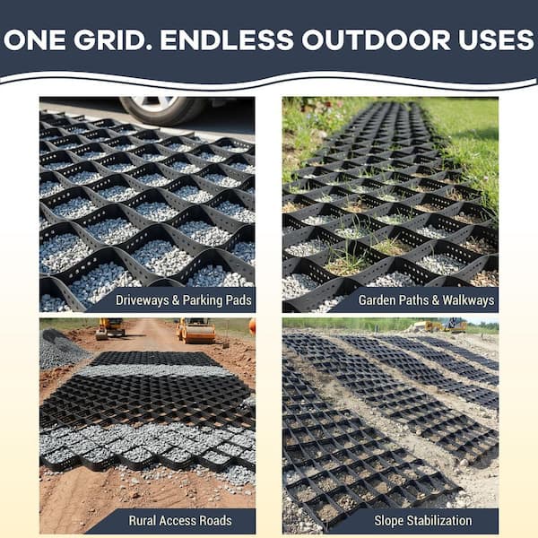 211 in. x 79 in. x 2 in. Plastic Paver Base Gravel Stabilizer Geo Grid, 1990 lbs./sq. ft. Foldable Driveway System