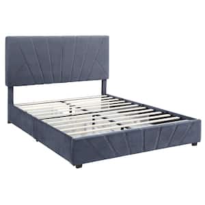 Kimjoy Gray Wood Frame Full Platform Bed with Storage