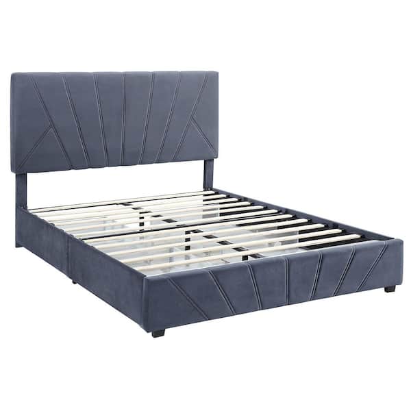 Furniture of America Kimjoy Gray Wood Frame Full Platform Bed with Storage