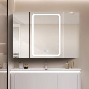 40 in. W x 30 in. H Rectangular Aluminum Medicine Cabinet with Mirror in White