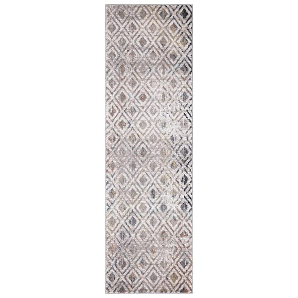 Vintage Collection Diamonds Beige 2 ft. x 7 ft. Geometric Runner Rug