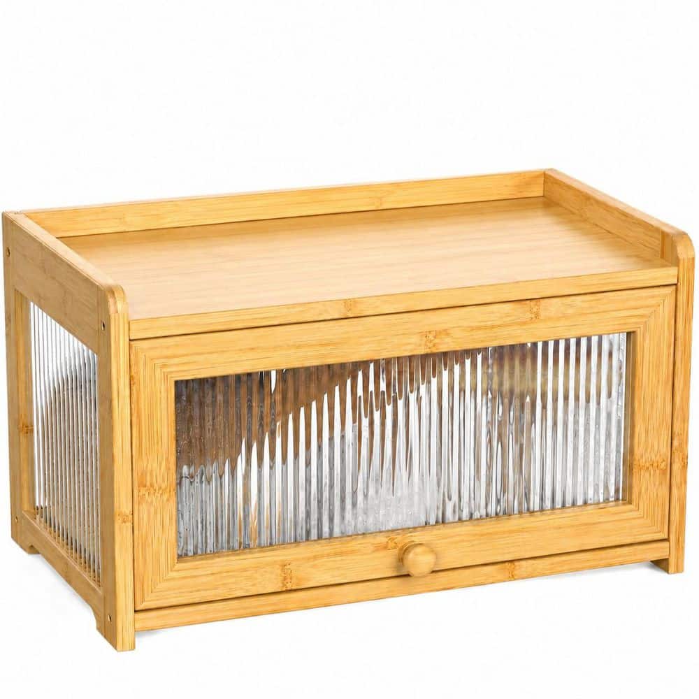 Natural Bamboo Bread Box with Clear Acrylic Panels, Extra Large Countertop Bread Storage Container Organizer price history on PriceWatchPro
