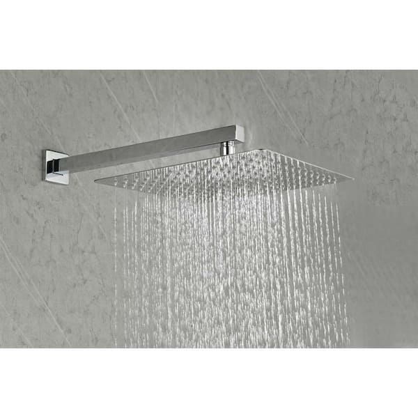 12 in. 1-Spray Ceiling Mount Rain Dual Shower Head and Handheld Shower Head in Brushed Nickel