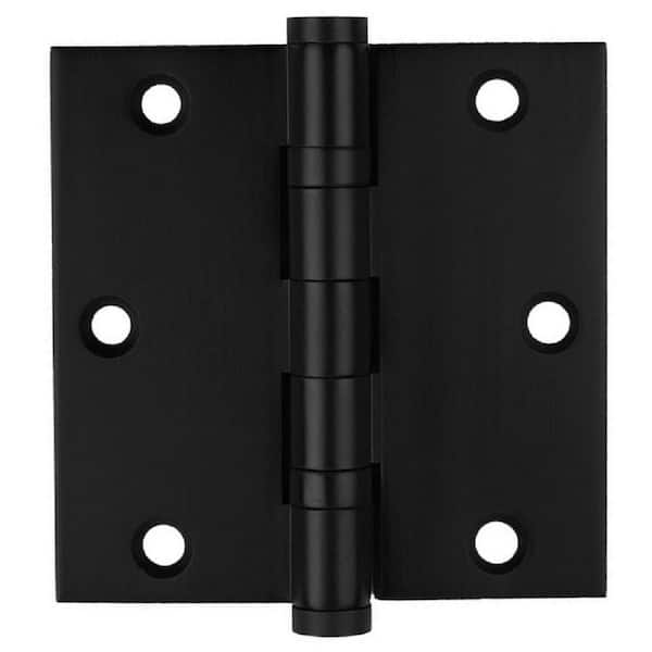 Everbilt 3-1/2 in. Square Radius Matte Black Commercial Grade with Ball Bearing Hinge