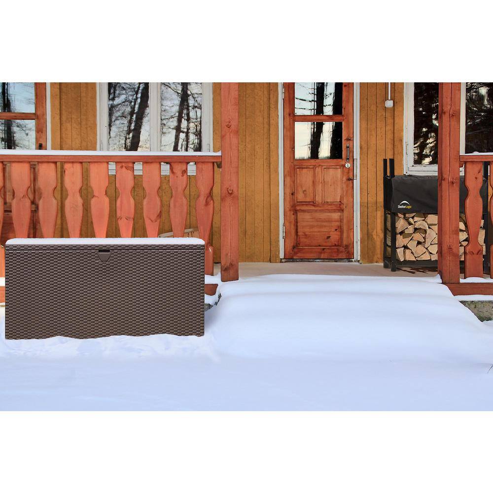 Espresso Metal and Wicker Outdoor Storage Deck Box