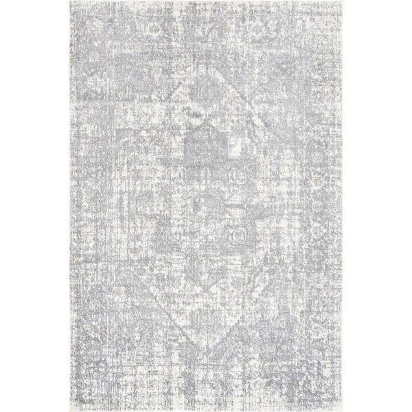 nuLOOM Justine Vintage Medallion 8 ft. x 10 ft. Gray Area Rug
