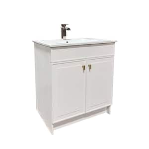 31 in. W x 22 in. D x 35.5 in. H Single Bath Vanity in White White Ceramic Sink Top