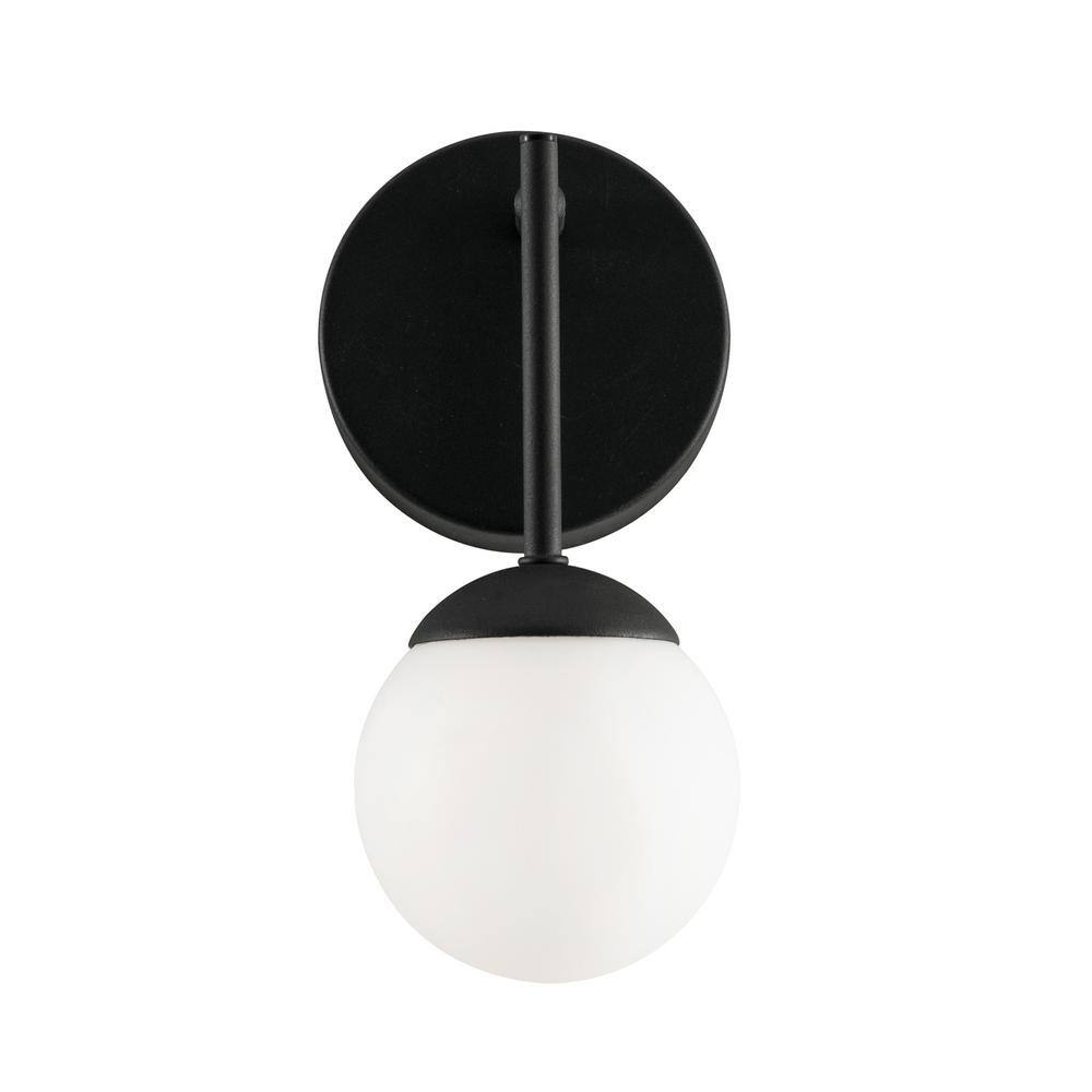 Pearl Black Steel LED Wall Sconce, Dimmable 8.5" Height
