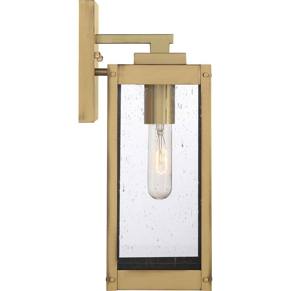 Antique Brass 14.25" Outdoor Wall Lantern with Clear Glass