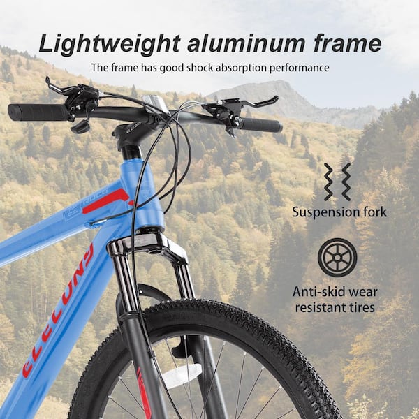 27.5 in. Mountain. Bike with Mechanical Disc Brakes, for Adult and Teenagers, Blues