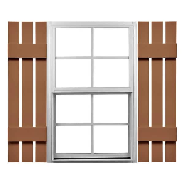 Mid America 12 in. W x 51 in. H Vinyl Board and Batten Shutters Pair in Treated Cedar