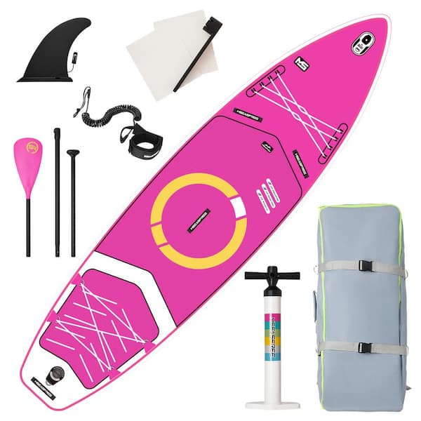 Unbranded 11 ft. x 34 in. Inflatable Paddle Board Surfboard, Stand Up SUP Paddle Board with Accessories for Beginners in Pink