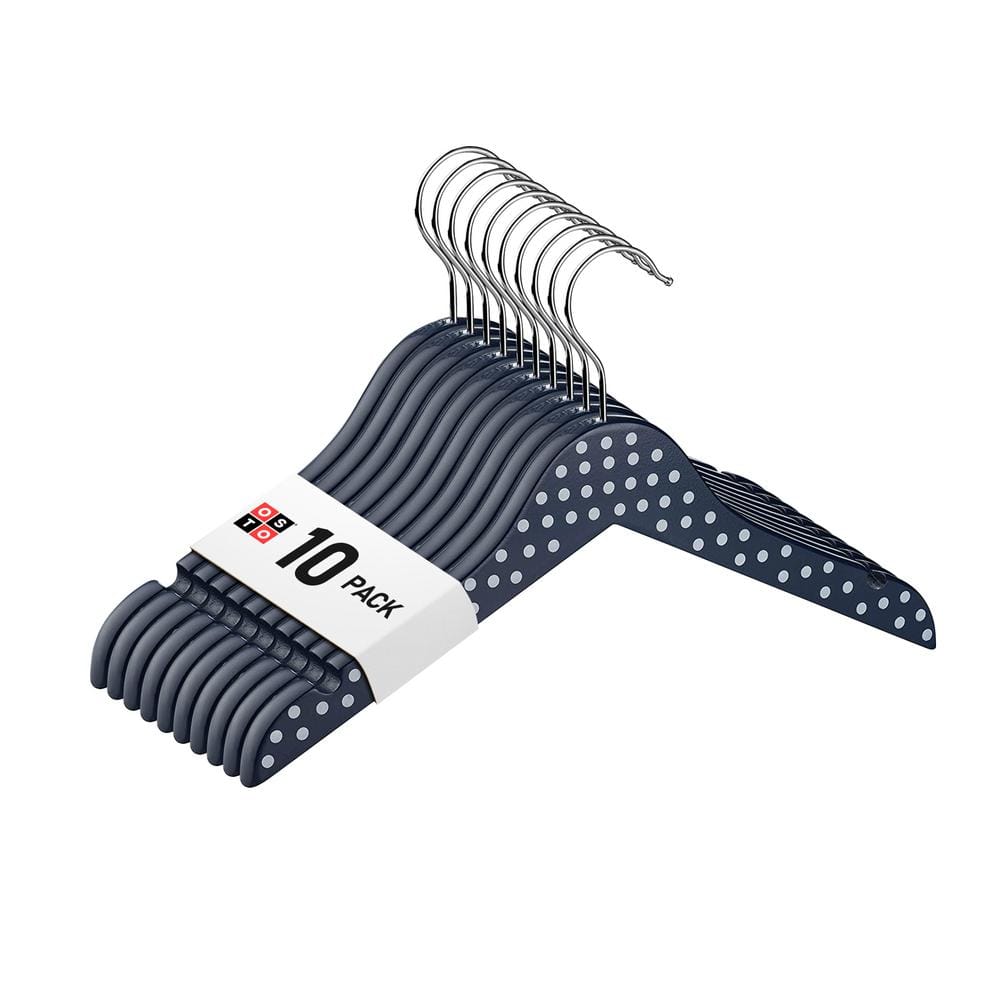 OSTO Navy with White Polka Dots Wooden Kids Clothes Hangers with