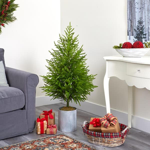 Nearly Natural 49 In Norfolk Island Pine Natural Look Artificial Tree T1509 The Home Depot