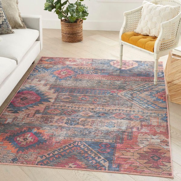 New Concept Washables Multicolor 4 ft. x 6 ft. Distressed Transitional Area Rug