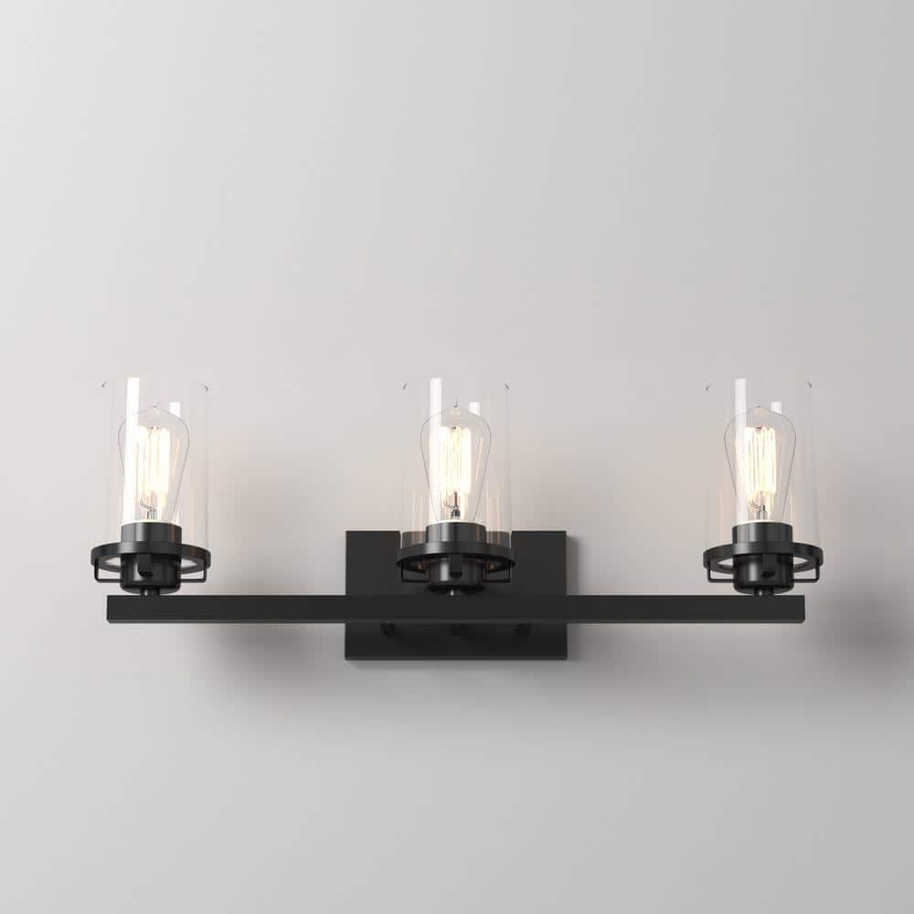 Jedrek 24" Black Aluminum 3-Light Bath Vanity