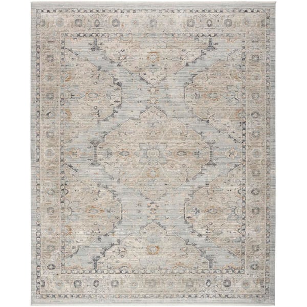 Nourison Nyle Light Blue 10 ft. x 14 ft. Distressed Transitional Area Rug