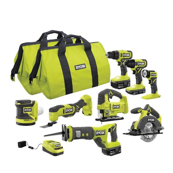RYOBI ONE+ 18V Cordless 8-Tool Combo Kit with (1) Ah Battery
