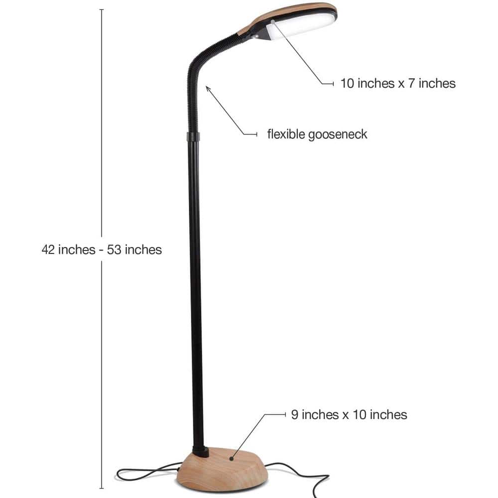 Natural Wood Adjustable LED Floor Lamp with Gooseneck