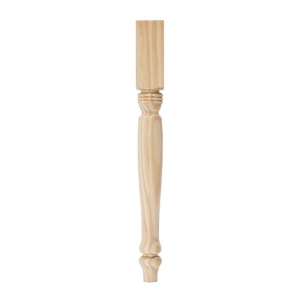Waddell Farmhouse Table Leg with Chamfer - 21 in. H x 2.25 in. Dia. - Unfinished Sanded Pine Wood - DIY Home Furniture Decor