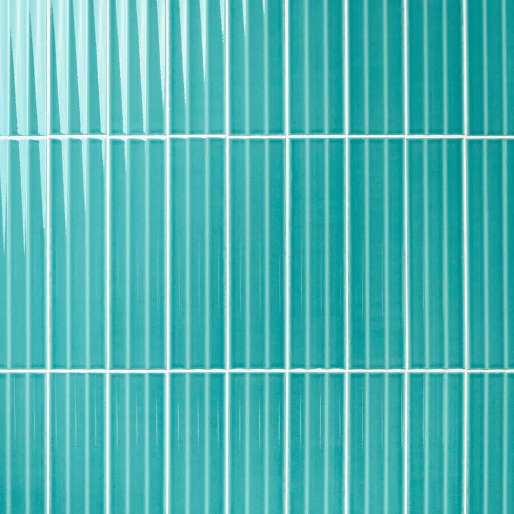 Teal Green Glazed Ceramic Subway Wall Tile 4.43'' x 17.62''