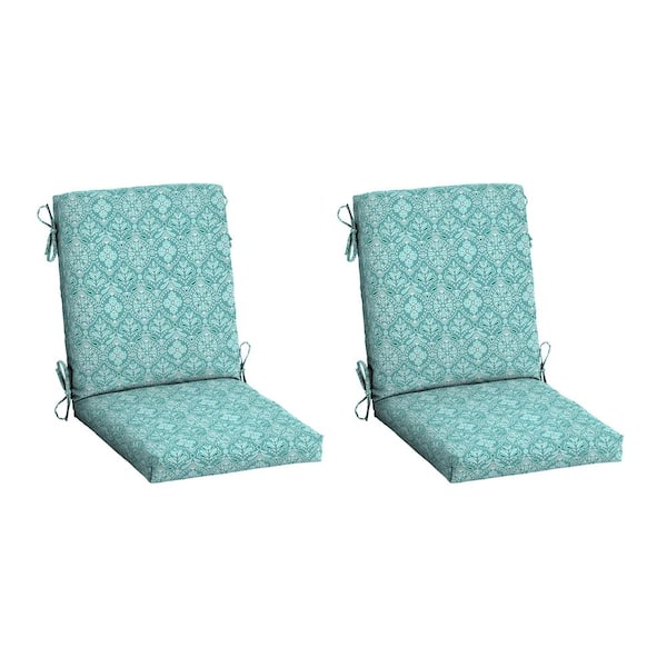 ARDEN Outdoor Dining Chair Cushion 2 Pack 20 x 20 Rain-Proof Fade Resistant Turquoise Daphne Medallion