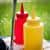 Mini Picnic Table Condiment Set with Umbrella, Pinewood and Plastic