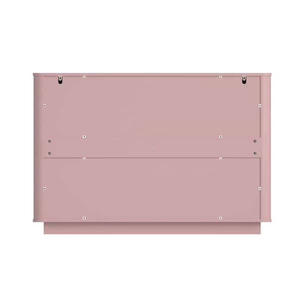 GDFSTUDIO Pink 6-Drawer 47.2 in. W Chest of Drawers with Handle Free ...