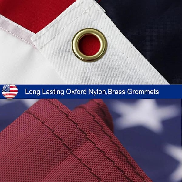 American Flag 3x5 ft Outdoor Heavy Duty Embroidered Stars Fade Resistance  Brass Grommets