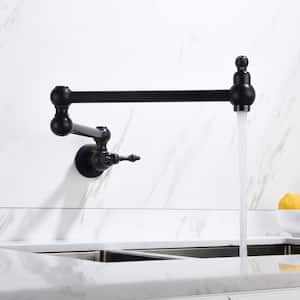 Retro Style Wall Mounted Pot Filler with Double Handles in Matte Black