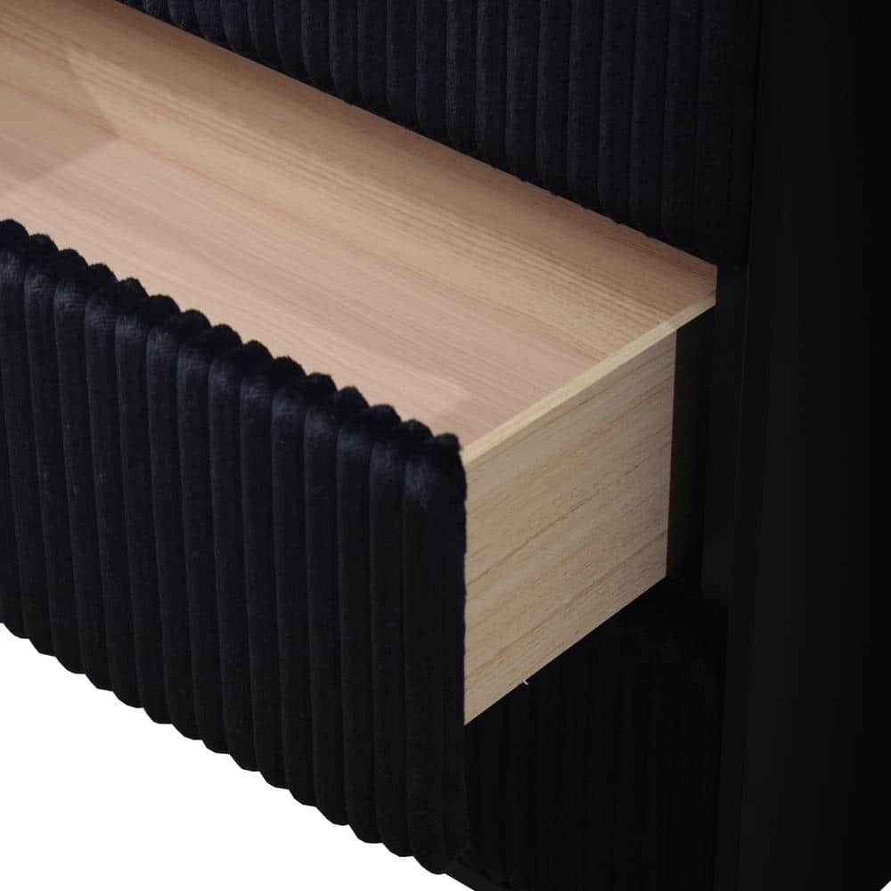 Black Contemporary 5-Drawer Chest with Dovetail Drawers
