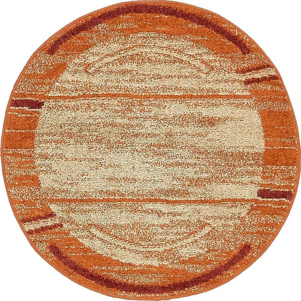 Unique Loom Autumn Foilage Terracotta 3' 3 x 3' 3 Round Rug 3138224