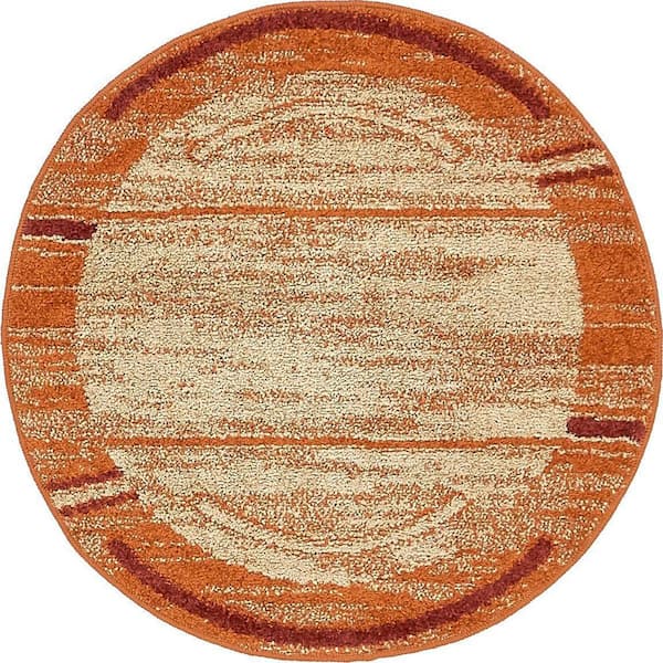 Unique Loom Autumn Foilage Terracotta 3' 3 x 3' 3 Round Rug
