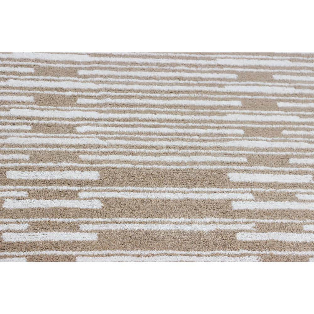 Handmade Beige and White Wool 9' x 12' Tufted Area Rug