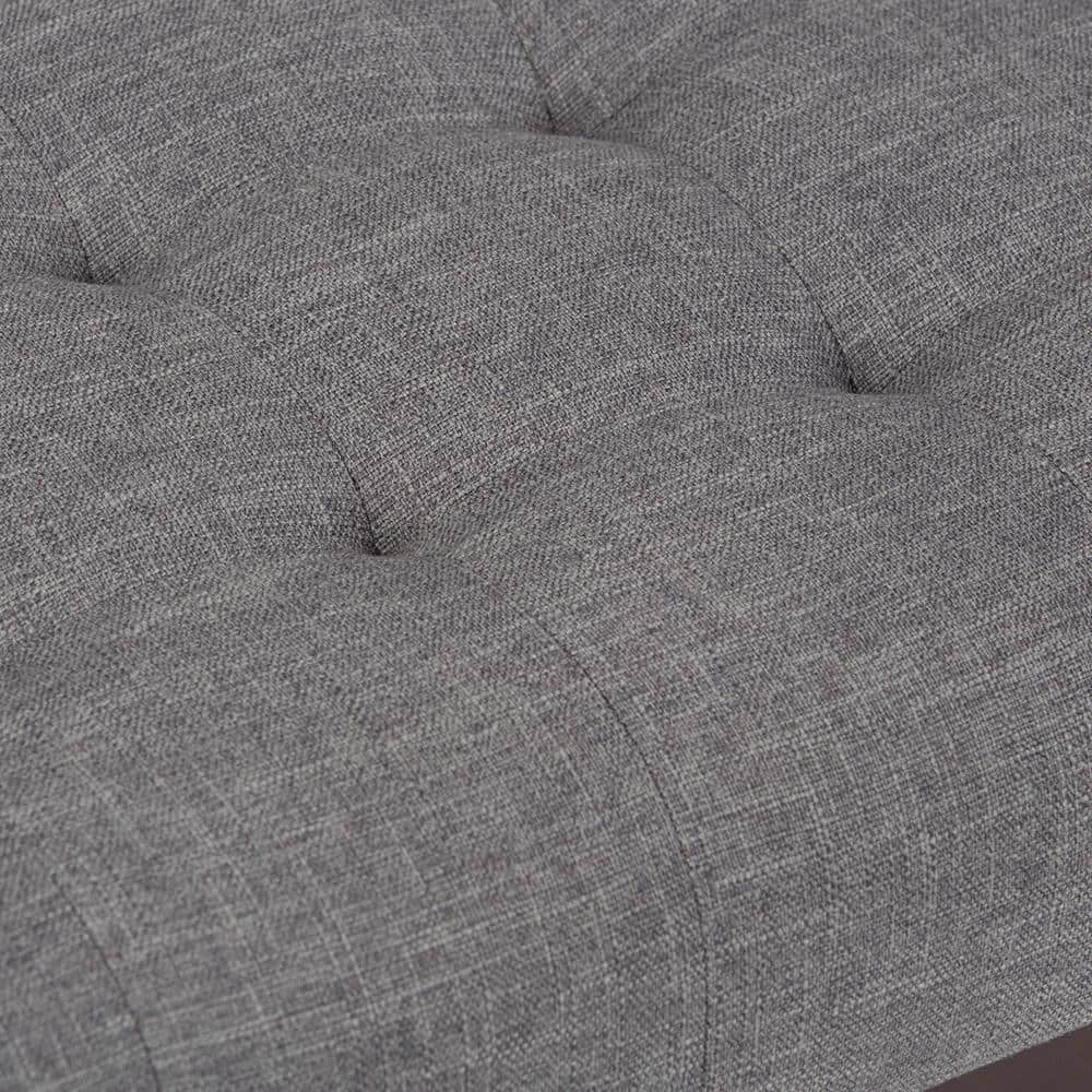 Draper Mid-Century Modern Slate Grey Linen Tufted Ottoman Bench
