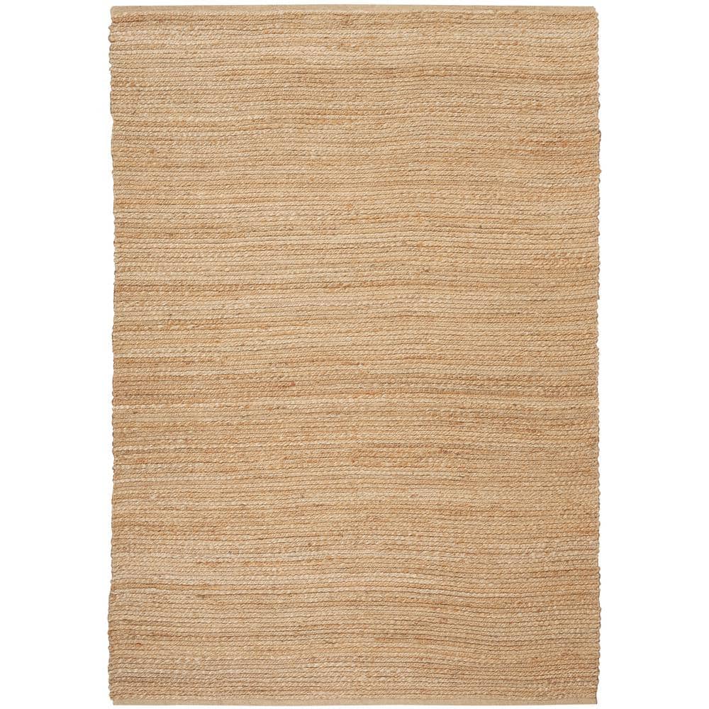 Natural Jute Bleached 5 ft. x 7 ft. Solid Geometric Contemporary Area Rug