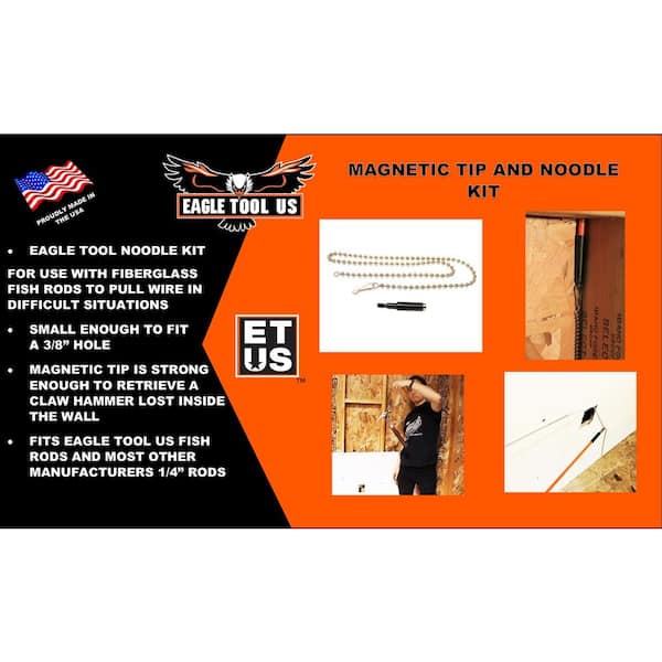 Eagle Tool US ETF Noodle Kit Fiberglass Fish Rod Accessory Magnet Tip and  Ball Chain ETF NOODLE KIT - The Home Depot