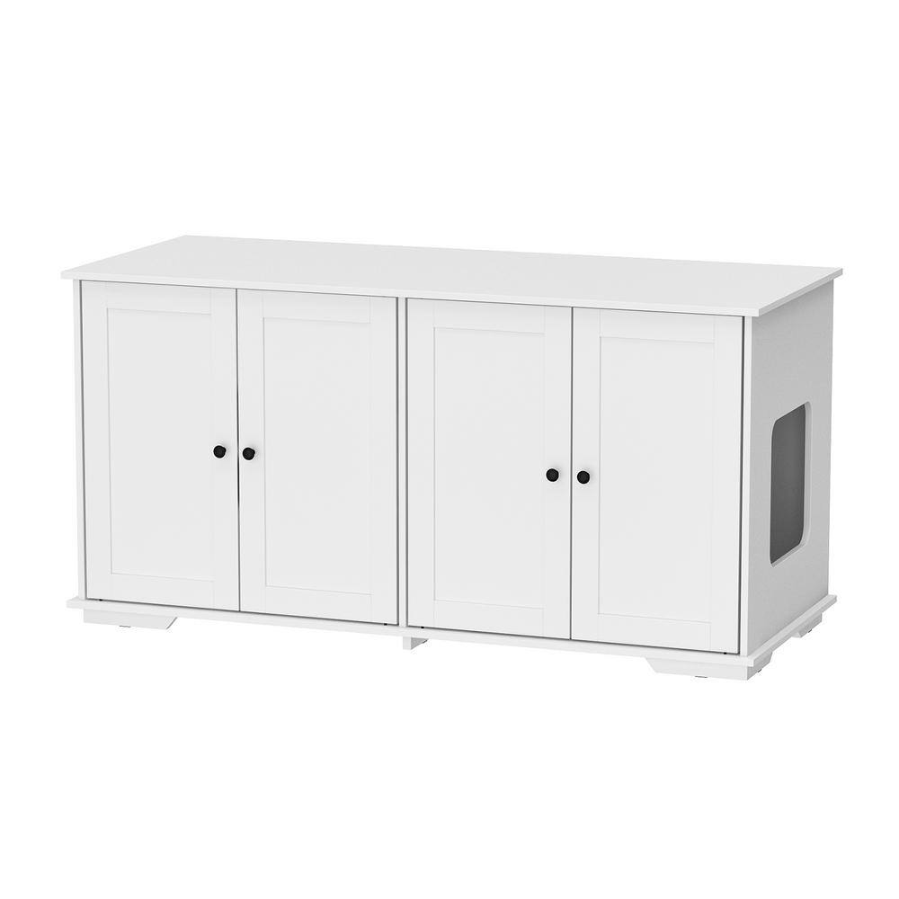 FUFU&GAGA Cat Litter Box Enclosure for 2 Cats, Modern Hidden Litter Box Furniture, Indoor Cat