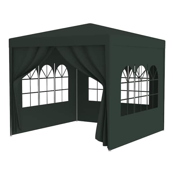 Party Tent, 10 ft. x 10 ft. Green Outdoor Gazebo Wedding Canopy Tent with 4 Removable Walls