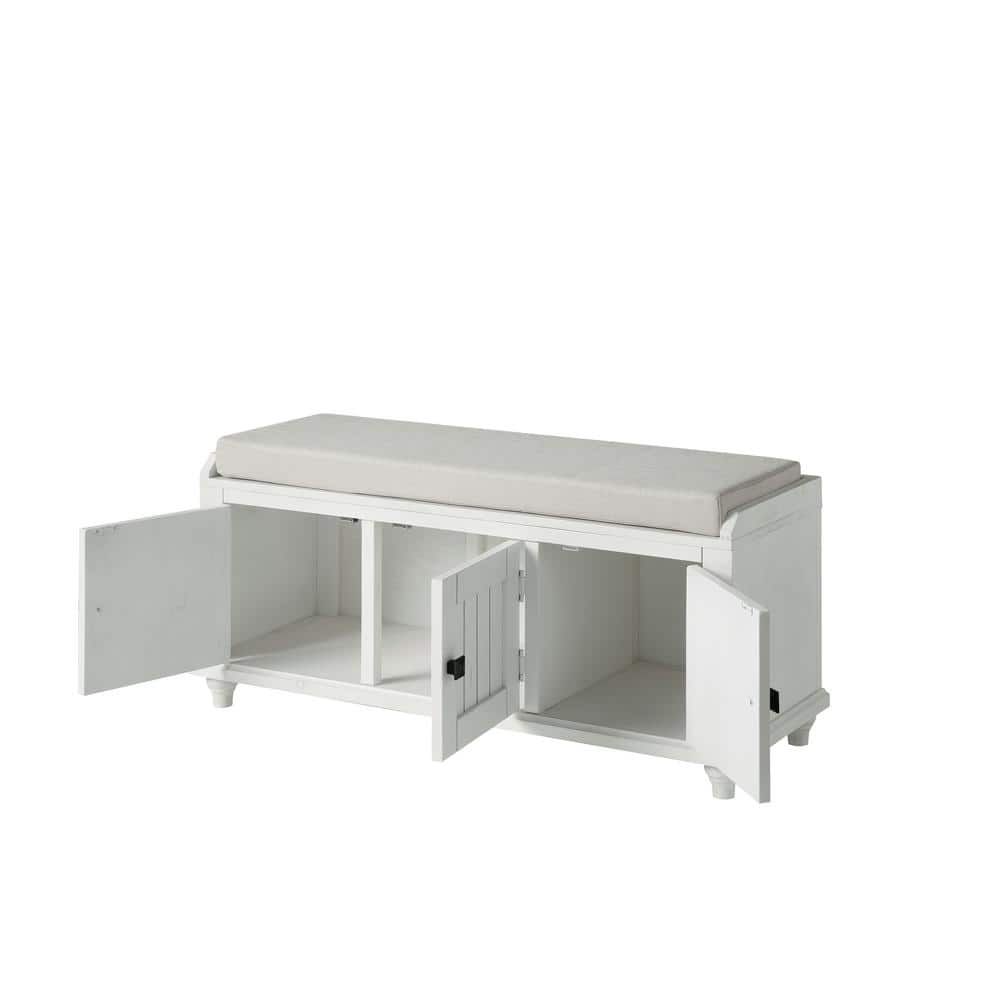 42.1 in. W x 15.4 in. D x 18.3 in. H Bathroom White Linen Cabinet