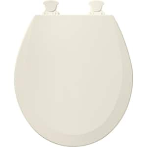 Round Enameled Wood Closed Front Toilet Seat in Biscuit Removes for Easy Cleaning