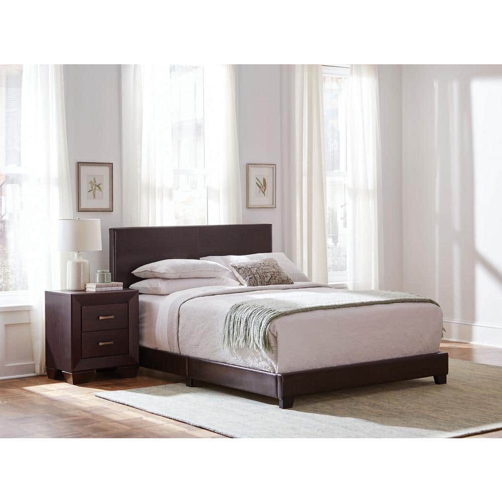 Dorian Brown Faux Leather California King Upholstered Bed