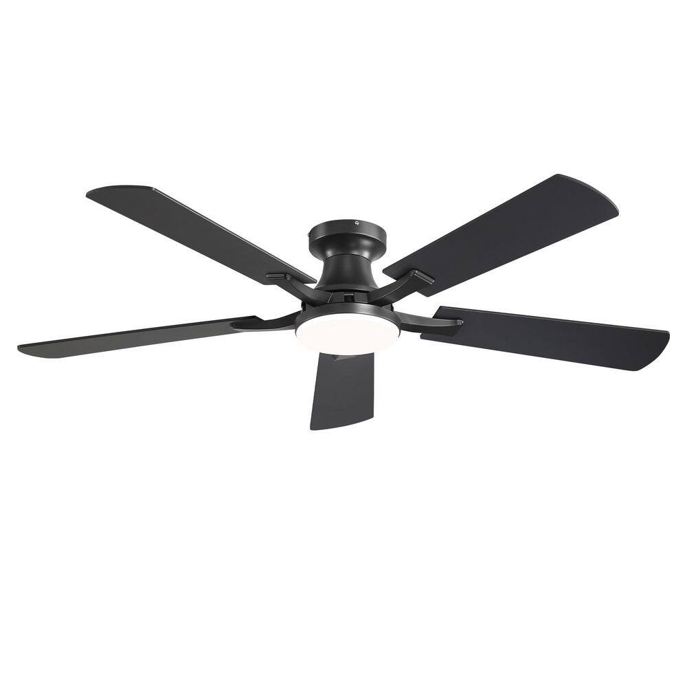 52 in. Standard Flush Mount Indoor/Outdoor Black Ceiling Fan w/ LED Light Remote/APP for Living Room Reversible DC Motor price history on PriceWatchPro