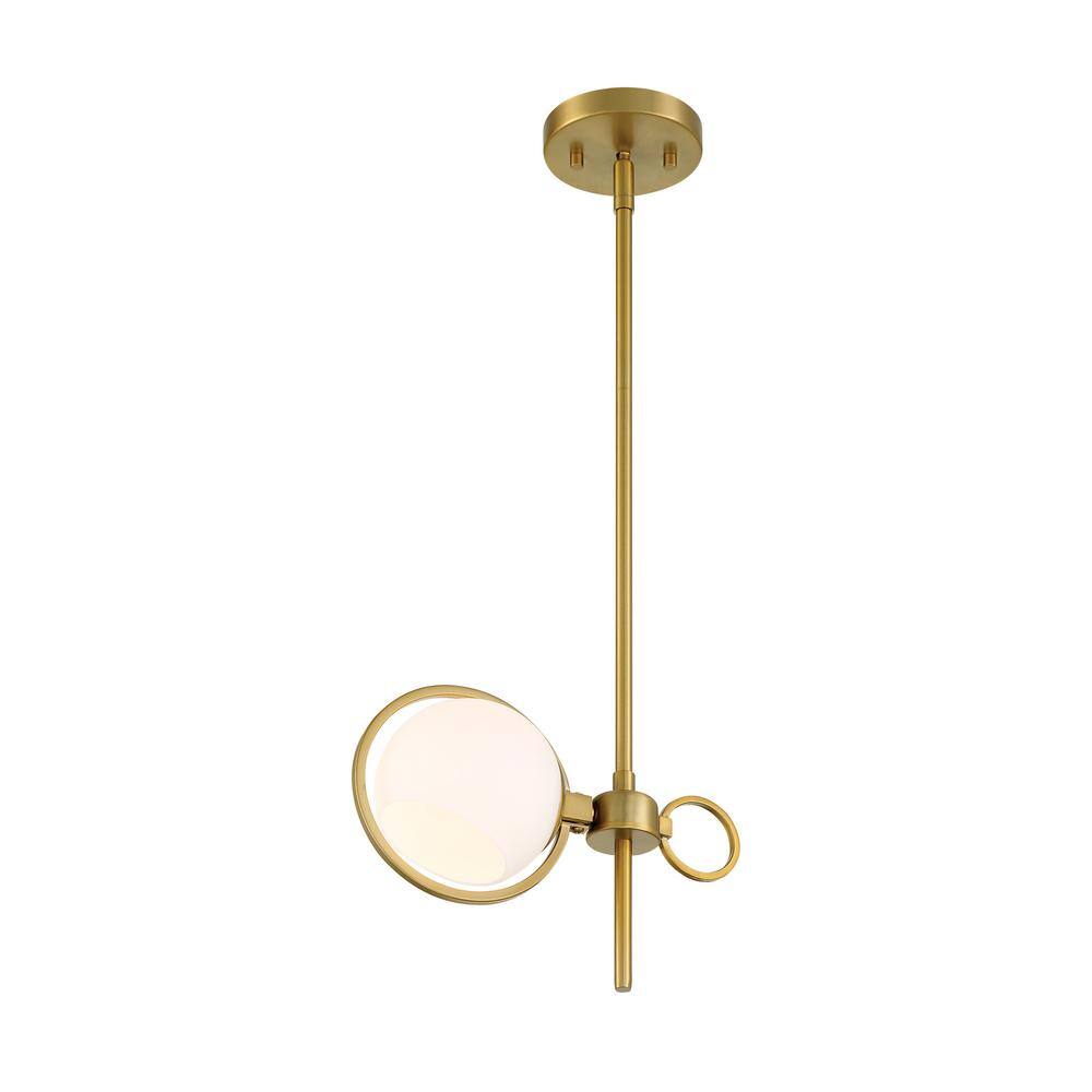 Teatro 8'' Etched Opal Glass Pendant in Brushed Gold