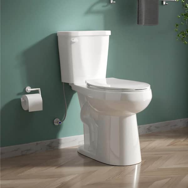 21 in Tall Round Bowl Toilet White 1.28 GPF Single Flush 2-Piece Extra High Toilet with Soft Close Seat cUPC Certified