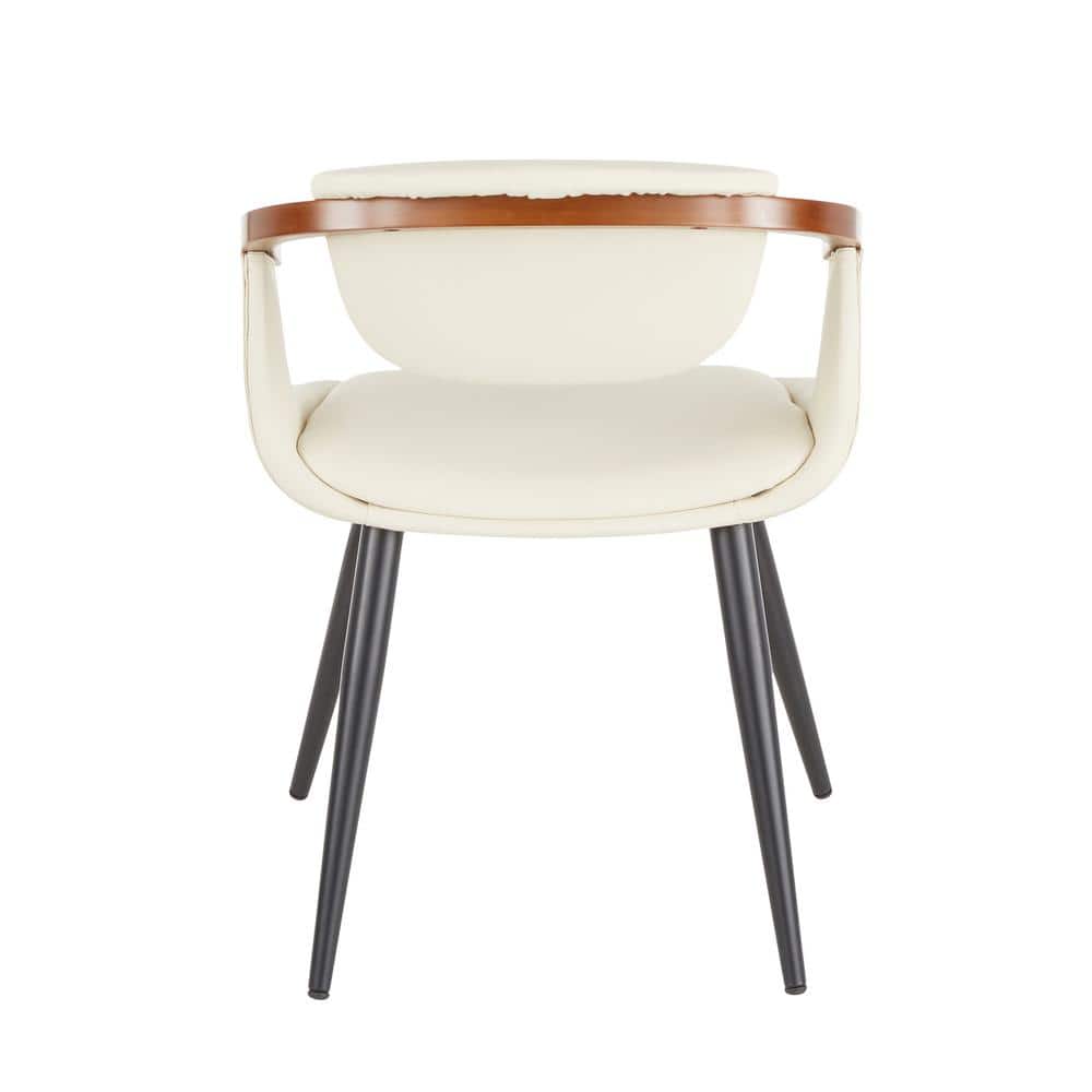 Elevate Cream Faux Leather Side Chair with Bamboo Frame