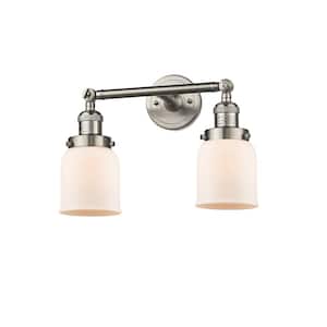 Bell 16 in. 2-Light Brushed Satin Nickel Vanity Light with Matte White Glass Shade